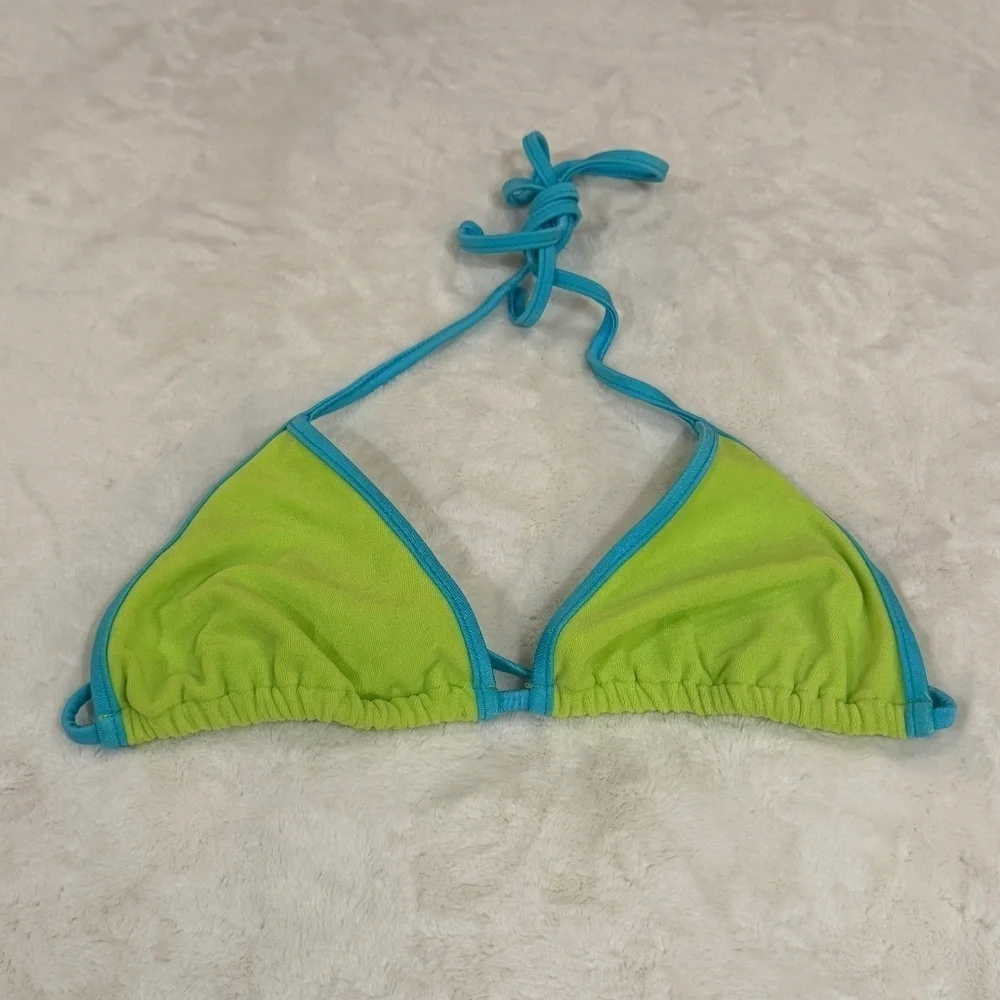 New! Frankies Bikinis Terry Triangle String Bikini Top 31543